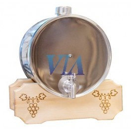 MINI BARRELS 304 STAINLESS STEEL WITH WOODEN SUPPORT 30 LITERS