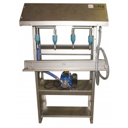 4 SPOUTS SEMIAUTOMATIC STAINLESS STEEL METE OIL FILLING MACHINE WITH ELECTRIC PUMP FOR GLASS AND HARD PLASTIC BOTTLE