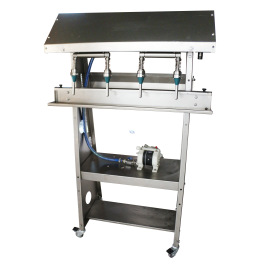 LLENADORA INOX 4 CAÑOS SEMIAUTOMÀTICA METE ACEITE BOMBA NEUMÁTICA PARA BOTELLA PET, CRISTAL Y PLÁSTICO BLANDO