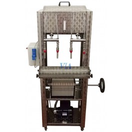 LLENADORA INOX SEMIAUTOMÁTICA ALTA PARA BOTELLAS, DE 4 CAÑOS Y LLENADO POR GRAVEDAD - FILTRO 20 PLACAS CON BOMBA