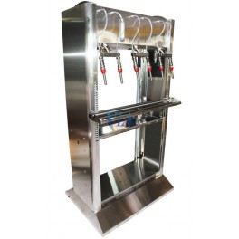 SEMIAUTOMATIC STAINLESS FILLER HIGH VERSION FOR BOTTLES, 6 SPOUTS AND FILLED BY GRAVITY