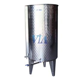 DEPOSITO INOX, S/ LLENO, F. CONICO, PATAS INOX, BOCA INFERIOR 700 LTS.